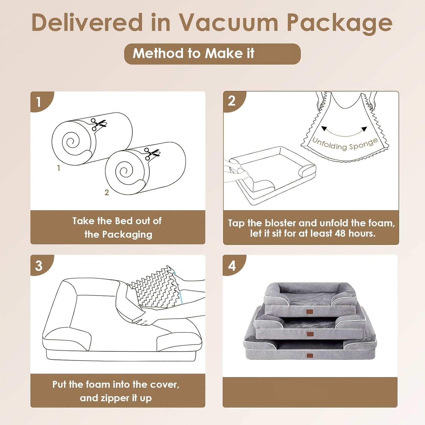Dog Bed for Dogs Pets- Washable Giant Dog Cat Bed, Comfort Dogs Couch Sofa with Washable Removable Cover, Pet Bed with Nonskid Bottom, Grey