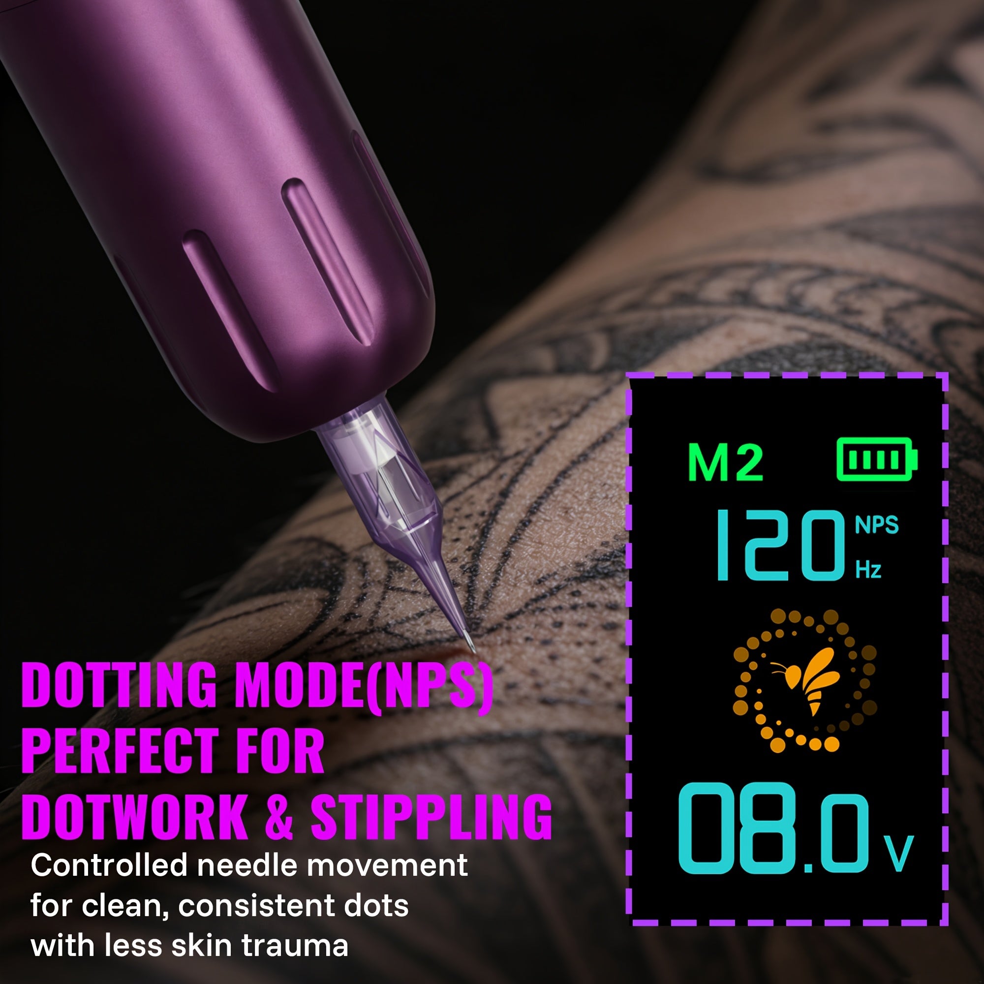 Neebol Wireless Tattoo Machine Kit Complete Easter Gifts, Rotary Tattoo Pen Kit with Display Screen, Tattoo Gun, Long Battery Life, 10 Cartridge Needles, 8 Inks, Practice Skin, Tattoo Supplies for Beginners And Artists, Body Art Makeup Gift