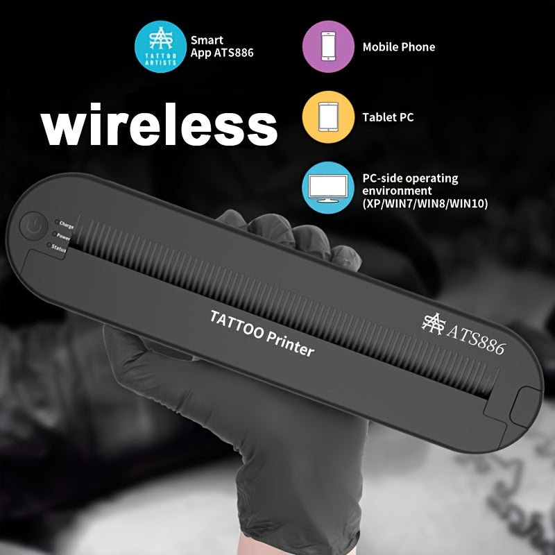 YILONG Wireless Tattoo Printer, Tattoo Stencil Printer, With 2000mAh Large Capacity Battery, Portable Tattoo Printer Thermal Copier Compatible With Smartphone And PC (Includes 15pcs Transfer Paper)