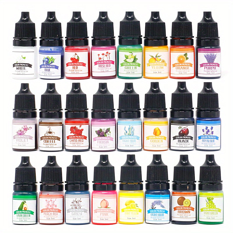 24 Colors 5ml Resin Set Art Liquid Colorant Ink Diffuser DIY Epoxy Resin Mold Jewelry Making Crafts Art Kit