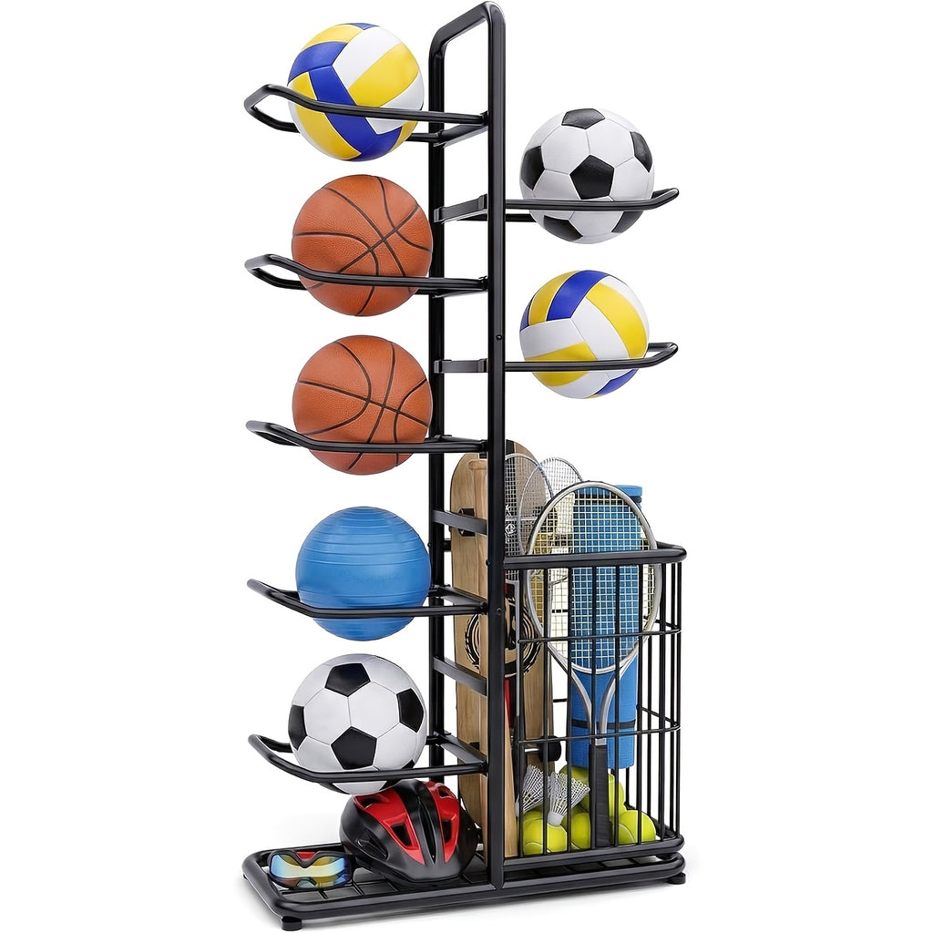 Black Friday Gift Pick Christmas Sports Essential 7 5 Or 3 Tier Basketball Storage Rack High Capacity Ball Organizer Tool Free Click Assembly Reinforced Frame Heavy Duty Support Limited Edition Holiday Box Must