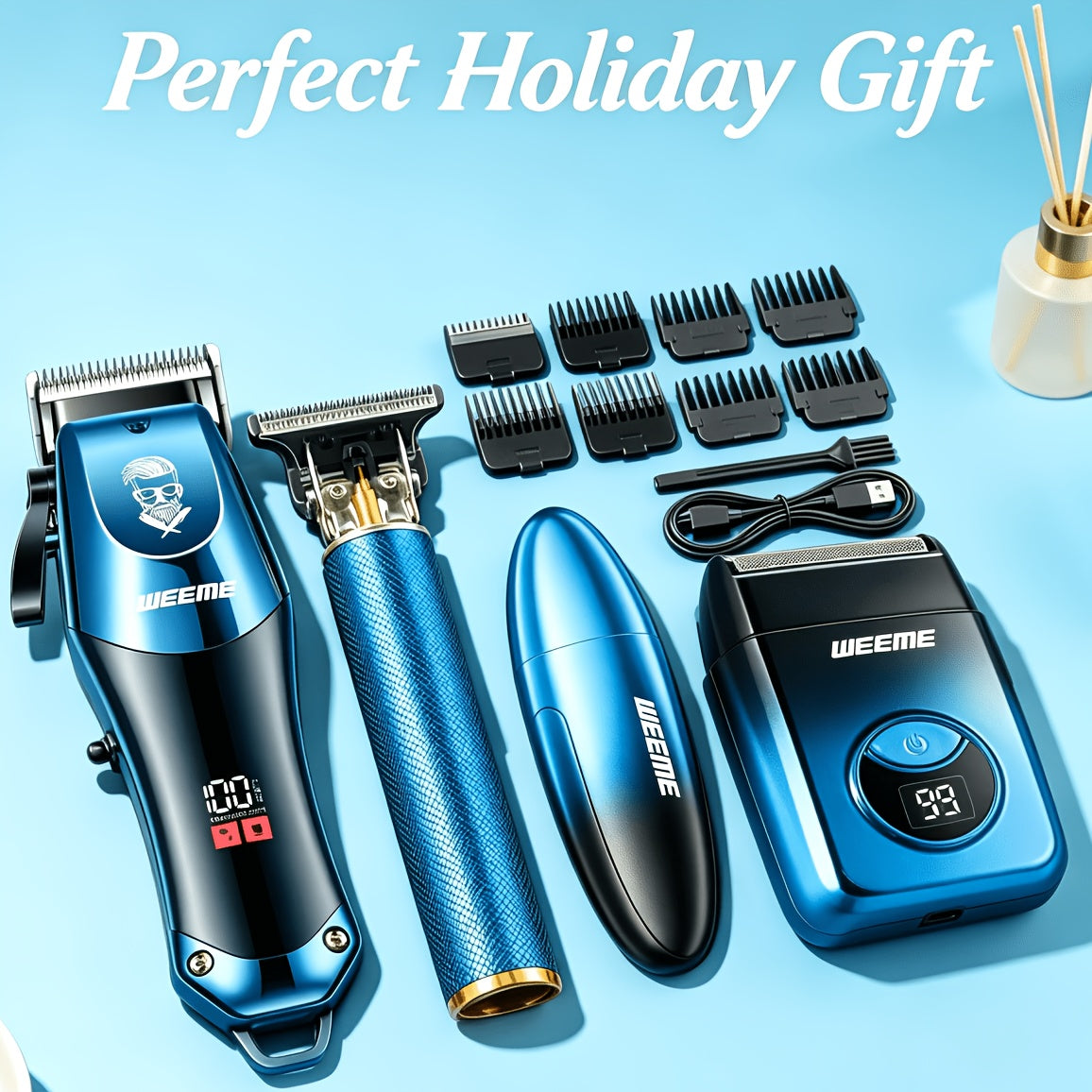 WEEME 1pc/3pcs/4pcs Men's Hair And Beard Grooming Kit, Professional Hair Clippers, Trimmer And Shaver, USB Rechargeable Clippers for Men, Suitable for Home Use, Travel, Ideal Father's Day Gift for Men.
