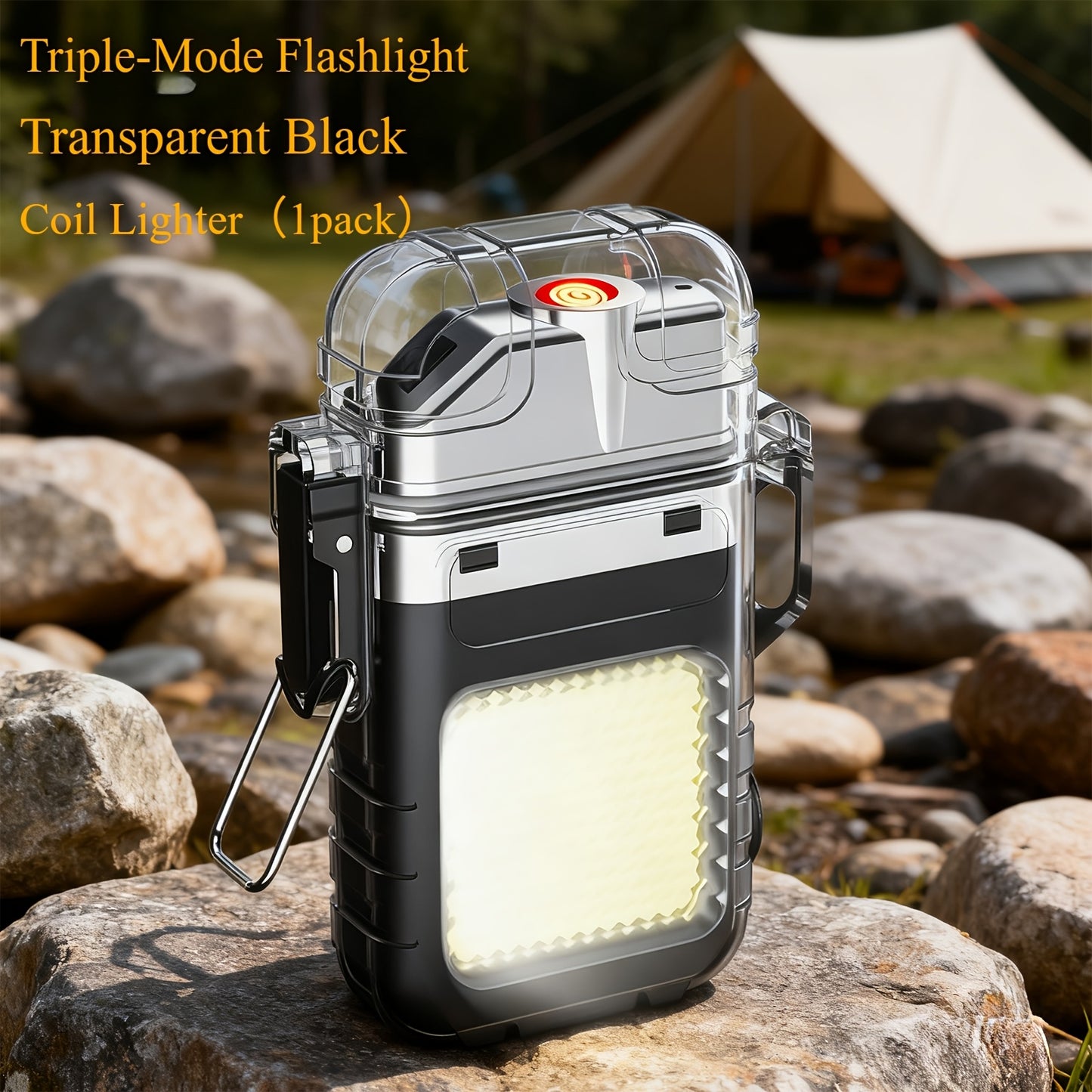 HEYMYTH Dual Arc Electric Plasma Lighter - USB Rechargeable & Flameless Windproof Lighter (1-Pack/2-Pack) - Survival Tactical Gear For Outdoor Camping, EDC - Fashion Design In Gift Box (Orange & Black
