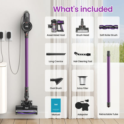 Corded/Cordless Stick Vacuum Cleaner Powerful Suction, Lightweight Upright Handheld Vacuum with Anti-Tangle Brush And LED Headlight for Pet Hair, Carpet, Hardwood Floor And Tile Cleaning, 2-In-1 Home Vacuum for Car, Living Room, Bedroom, Office
