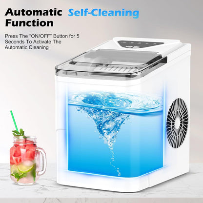 Advwin Countertop Ice Maker Machine, Portable Bullet Ice Maker with Self Cleaning, 7 Ice Cubes in 6-8 Mins, 2 Ice Sizes, Ice Machine for Home Kitchen Office Bar