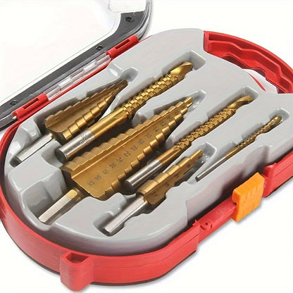 Heavy Duty High-Speed Steel Reaming Sawtooth Drill Bit 6pcs Set With Titanium Coating - Ideal For Sheet Metal & Glass, Includes Storage Box