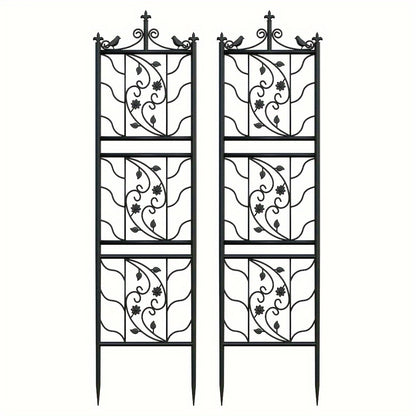Outdoor Metal Garden Trellis - 2x 6 Panels - 76.8" Tall Metal Garden Trellis - Fencing Barrier Edge Border for Patio Climbing Plants