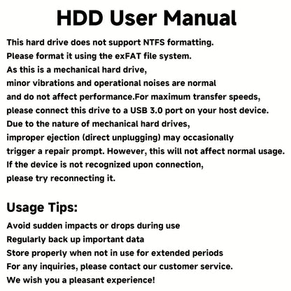 4TB High Speed Portable External Hard Drive USB 3.0 - Tool-Free Installation, PC/ Laptop/Office Large Capacity HDD, ExFAT File System, /Video/Music Extended Backup (Black), Portable Storage Drive, Office Data Storage, Stylish Design