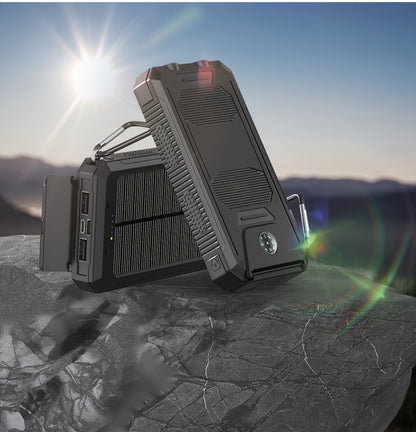 20000mAh/40000mAh Portable Solar Power Bank, Portable Solar Mobile Phone Charger, Camping External Battery Charger for Mobile Phones, 2 USB/ LED Flashlights with Compass for Outdoor Activities