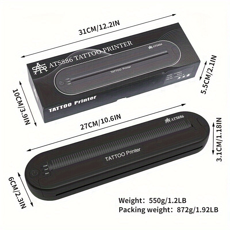 YILONG Wireless Tattoo Printer, Tattoo Stencil Printer, With 2000mAh Large Capacity Battery, Portable Tattoo Printer Thermal Copier Compatible With Smartphone And PC (Includes 15pcs Transfer Paper)