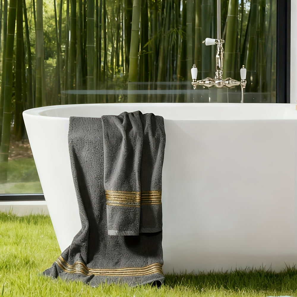 Premium Bamboo Cotton Bath Towels - Natural, Ultra Absorbent And 80cm X 130cm (Grey) (4pcs Set)