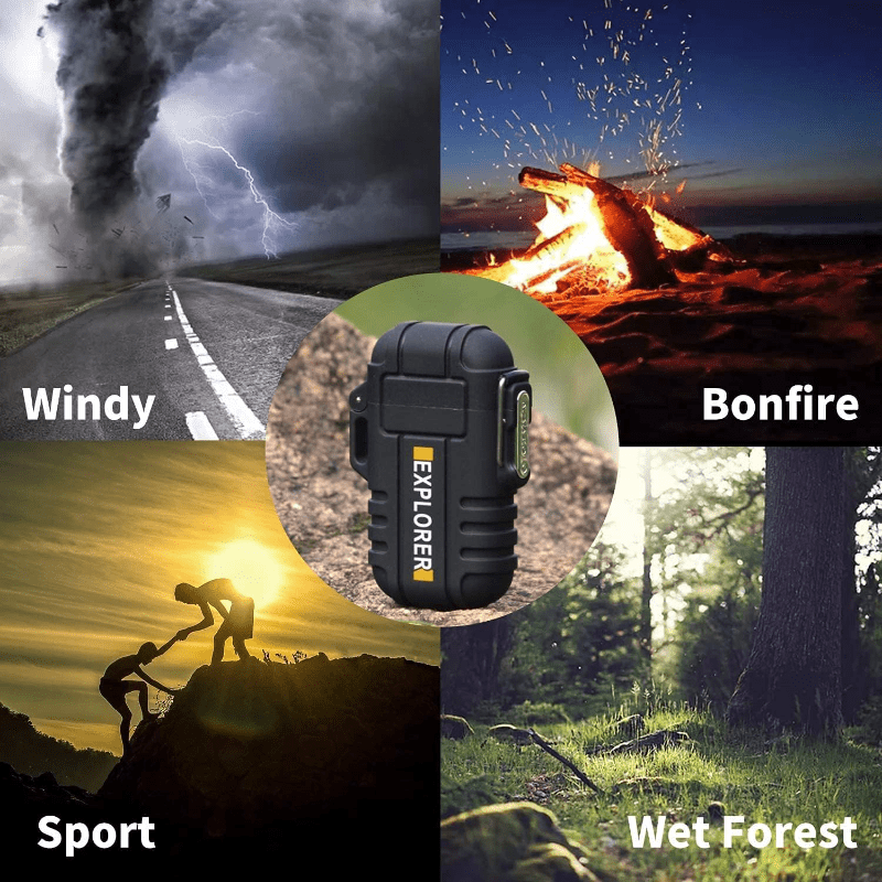 HEYMYTH Dual Arc Electric Plasma Lighter - USB Rechargeable & Flameless Windproof Lighter (1-Pack/2-Pack) - Survival Tactical Gear For Outdoor Camping, EDC - Fashion Design In Gift Box (Orange & Black