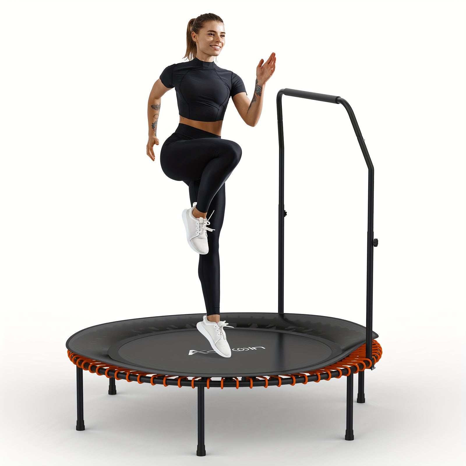 Advwin 101.6cm/121.92cm Rebounder Mini Trampoline Fitness Trampolines with Adjustable Foam Handle