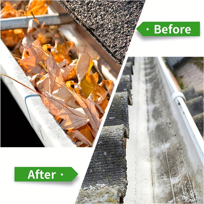 [No-Ladder Needed] Gutter Cleaning Tool Set - 2.8M, 7-Section, Durable Aluminum Alloy Tubes with Brush Head - No-Ladder Needed for Easy Leaf & Debris Removal