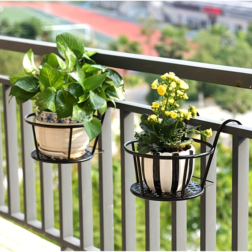 1/3/6pcs Hanging Metal Flower Holder Shelf Stand Pots Basket Plant Garden Storage Elegant Metal Flower Pot Holders for Railings Fence Planters Round Hanging Plant Stands for Balcony And Garden Decor