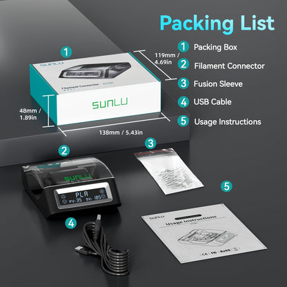SUNLU Official 3D Filament Connector Up to 240°C Filament Connector for 3D Printer Filament, Compatible with PLA PCL ABS PETG PA/PC Filament, Pack Of 200 PTFE Sleeve
