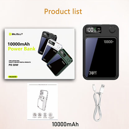 Magnetic Wireless Charging Power Bank, 10000mAh Battery 30W PD Fast Charging Power Bank, 15W Fast Wireless Charging, 2 Outputs And Dual Input External Battery Pack Compatible With Apple 17/16/15/14/13/12/11Pro Max Air And Other Android