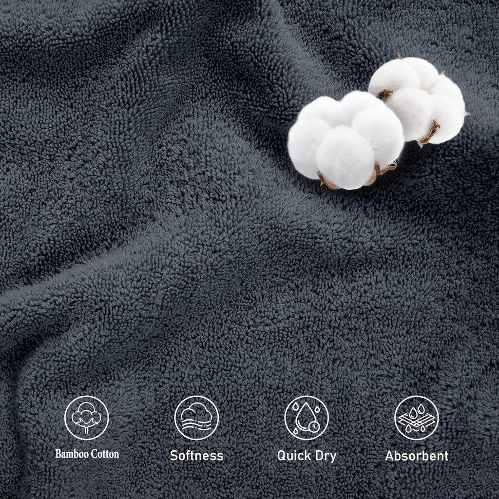 4pcs 390GSM Cotton Bamboo Bath Sheet - High Absorbent Soft Plush Towel Quick-Dry Plush Towels Suitable for Hotel Use, Non-Shedding And Non-Fading, Soft Absorbent Rectangular Towels for Men And Women, for Ideal for Home, Spa, Gym, Or Guest