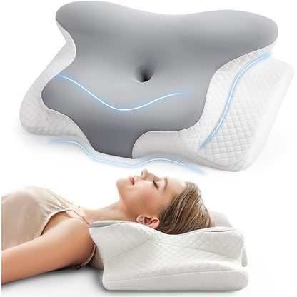 1pc Cervical Neck Pillow Ergonomic Memory Foam Orthopedic Pain Relief Neck Support for Neck and Shoulder, Contour Memory Foam Pillow