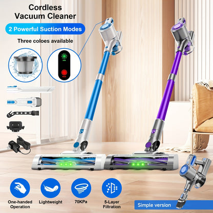 Cordless Lightweight Vacuum Cleaner MAX 70KPa Anti-tangle Brush, Multiple Suction Levels, And A Long Battery Life Of Up To 45 Minutes, Suitable For Carpets, Pet Hair, And Hardwood Floors