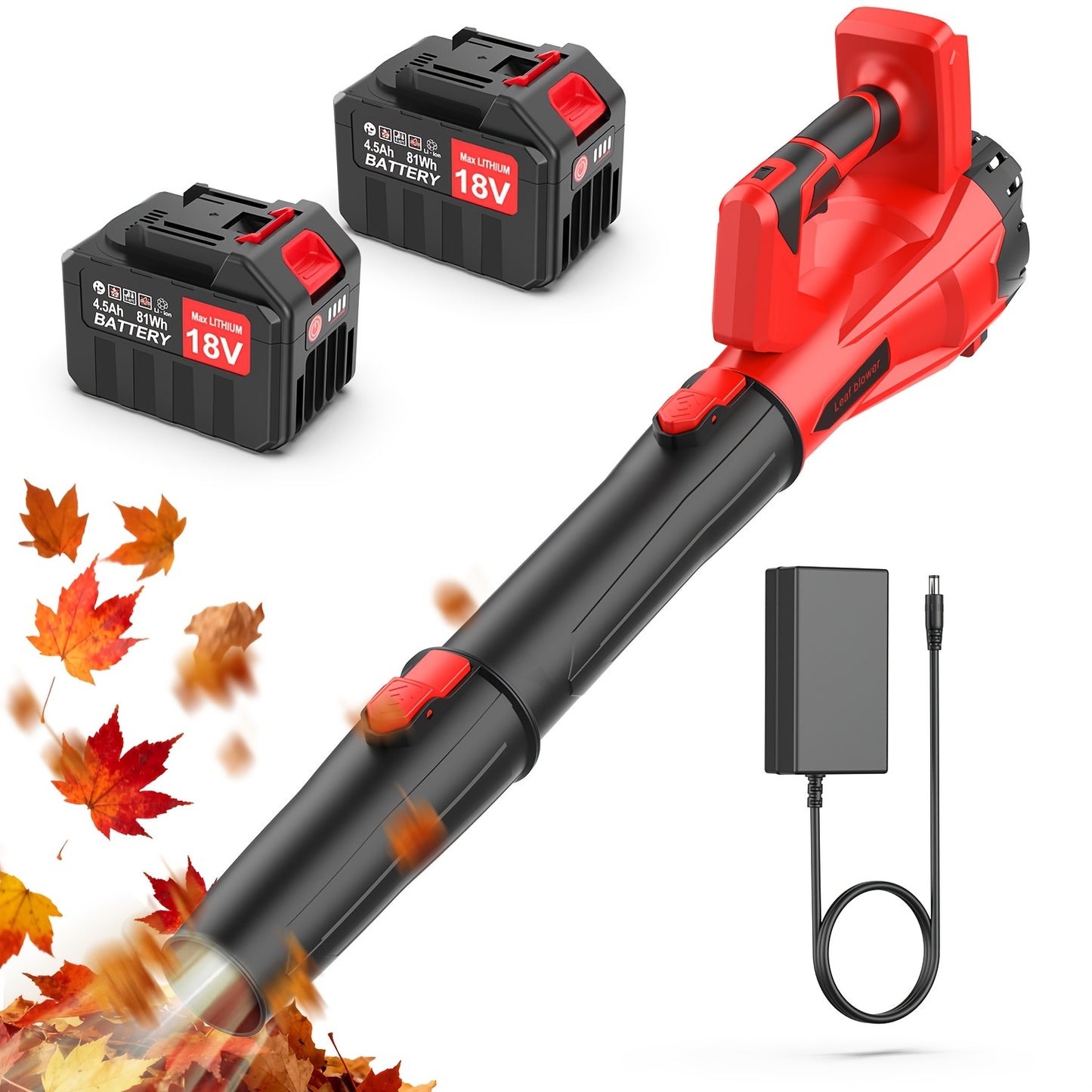 Cordless Leaf Blower with 2X 4500mAh Batteries And Charger, 120Mins Lasting 170MPH Cordless Blower, Powerful Electric Leaf Blowers for Lawn Care, Patio, Yard, Leaves, Grass And Snow