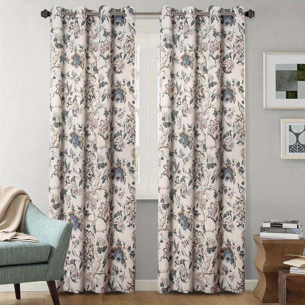 Blackout Curtains for Bedroom/Living Room Printed Pattern Blackout Curtain Draperies, Classic Eyelet Modern Decoration