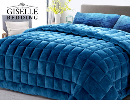 Giselle Faux Mink Quilt Fur Plush Throw Comforter Winter Queen King Super King Quilts