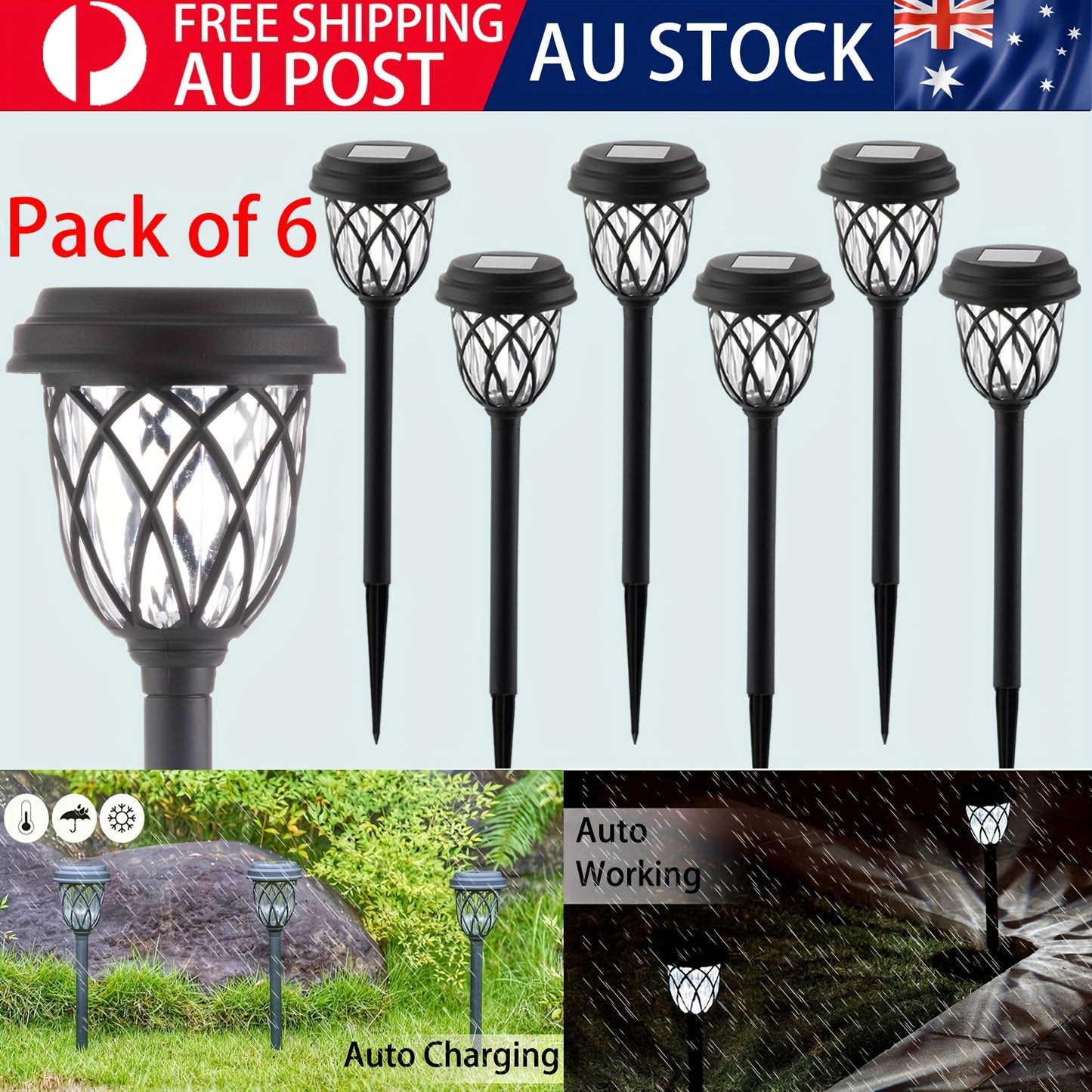 6/12 Pack Solar Garden Lights Outdoor White LED, Solar Pathway Lights, Used for Outdoor Lights Solar Garden Lawn Patio Pathway Yard Farm, Solar Garden Outdoor Lights