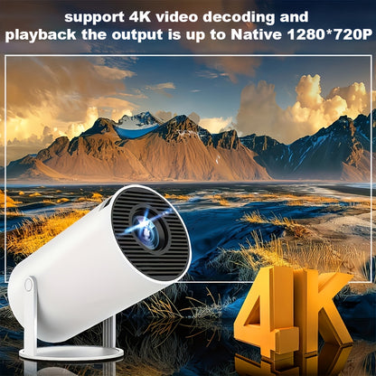 HY300 Pro Mini Portable Projector, Local 1280 X 720P Supports 4K/350ANSI Smart Projector with Wifi 6 BT 5.0, Screen Adjustment, 180 Degree Rotation, Home Video Projector Built-In Android 11.0 OS