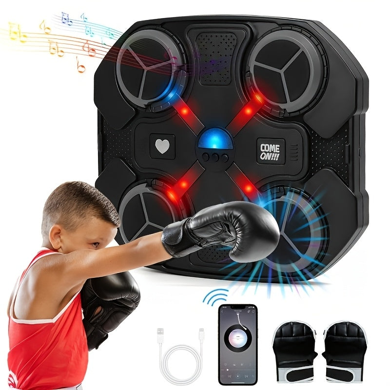 Smart Music Boxing Trainer USB Charging ABS Material, Suitable for Agility And Fitness Training, Adjustable Resistance And Multi Directional Perforation Tracking, Equipped with Light Training Mat, Suitable for Home Gym Exercise, Christmas Gift