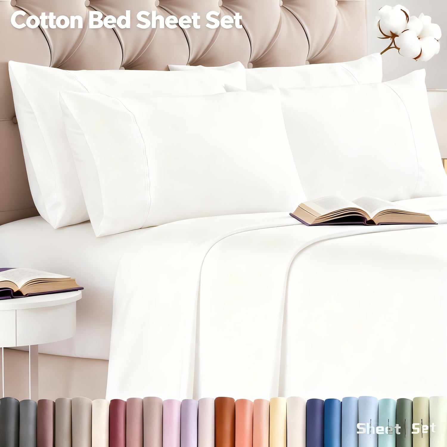 12-Colour 2200Tc Bed Sheet Set – 4pcs, Deep Pocket – additional product view 43