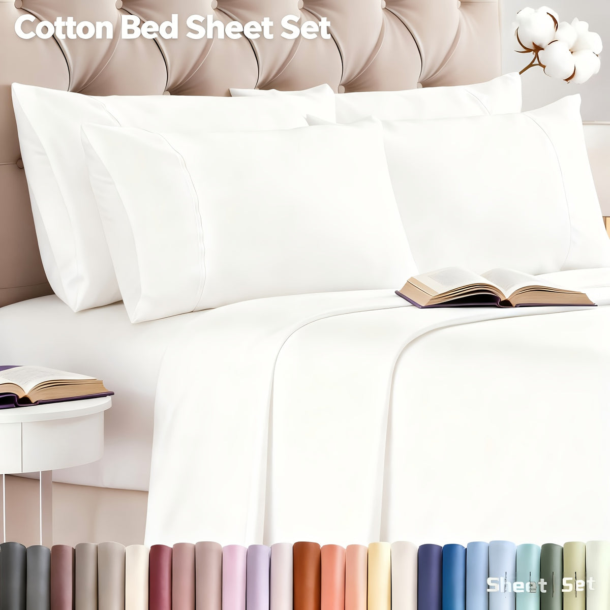 12-Colour 2200Tc Bed Sheet Set – 4pcs, Deep Pocket – additional product view 41