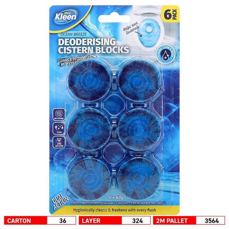 12 pk x 40g Toilet Cistern Blocks, Blue Ocean Scent Freshener Tablets, Powerful Rim and Bowl Cleaning, Long-Lasting Fragrance, Prevents Limescale, and Effectively Fights Odours