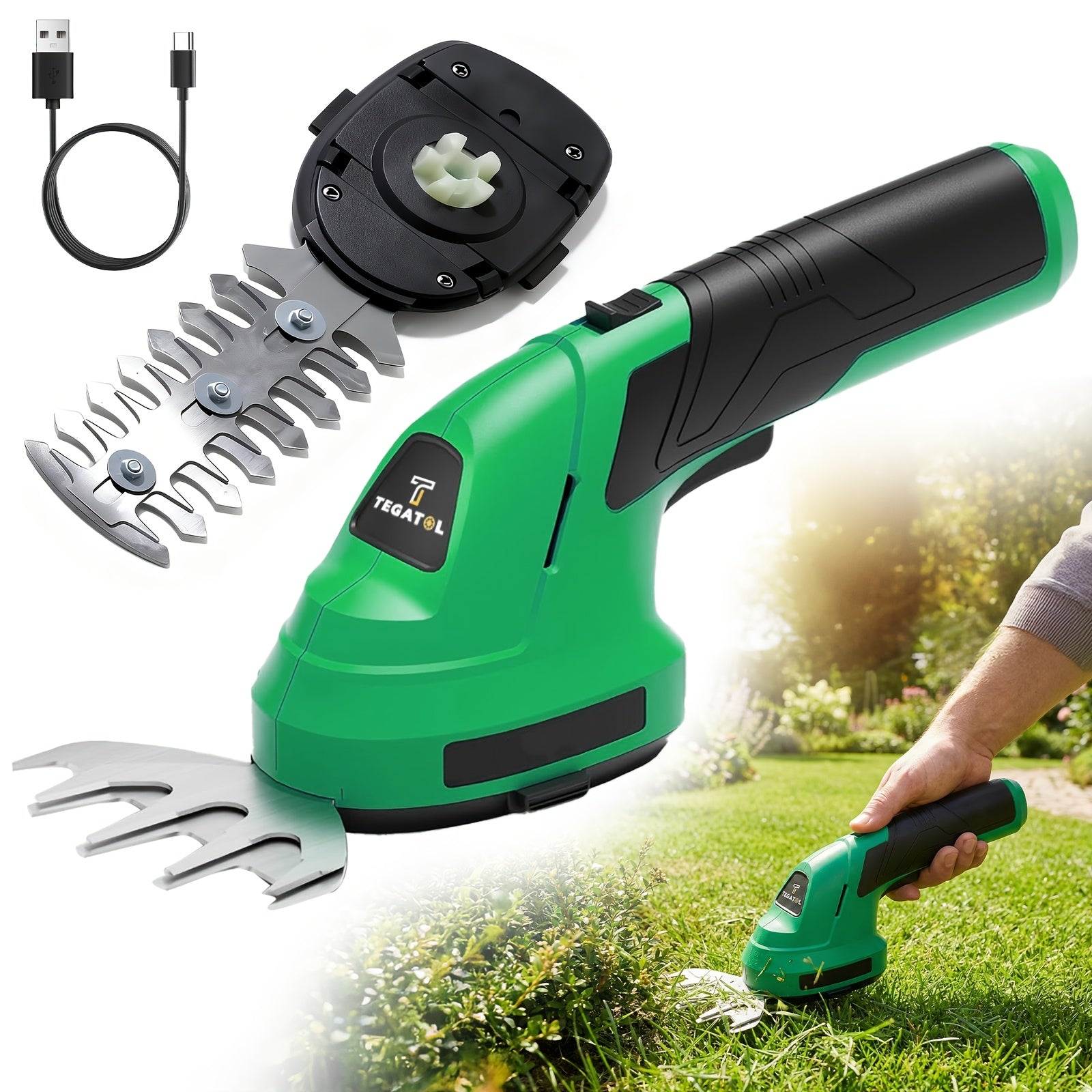 20V|12V|8V with One Or Two Batteries, Or Tool Only Cordless Hedge Trimmer And Grass Shear 2In1 Electric Handheld Trimmer for Bushes And Grass Includes Two Replaceable Blades And Charger Ideal for Yard Mowing Lawn Care Shrub Shaping Garden Maintenance