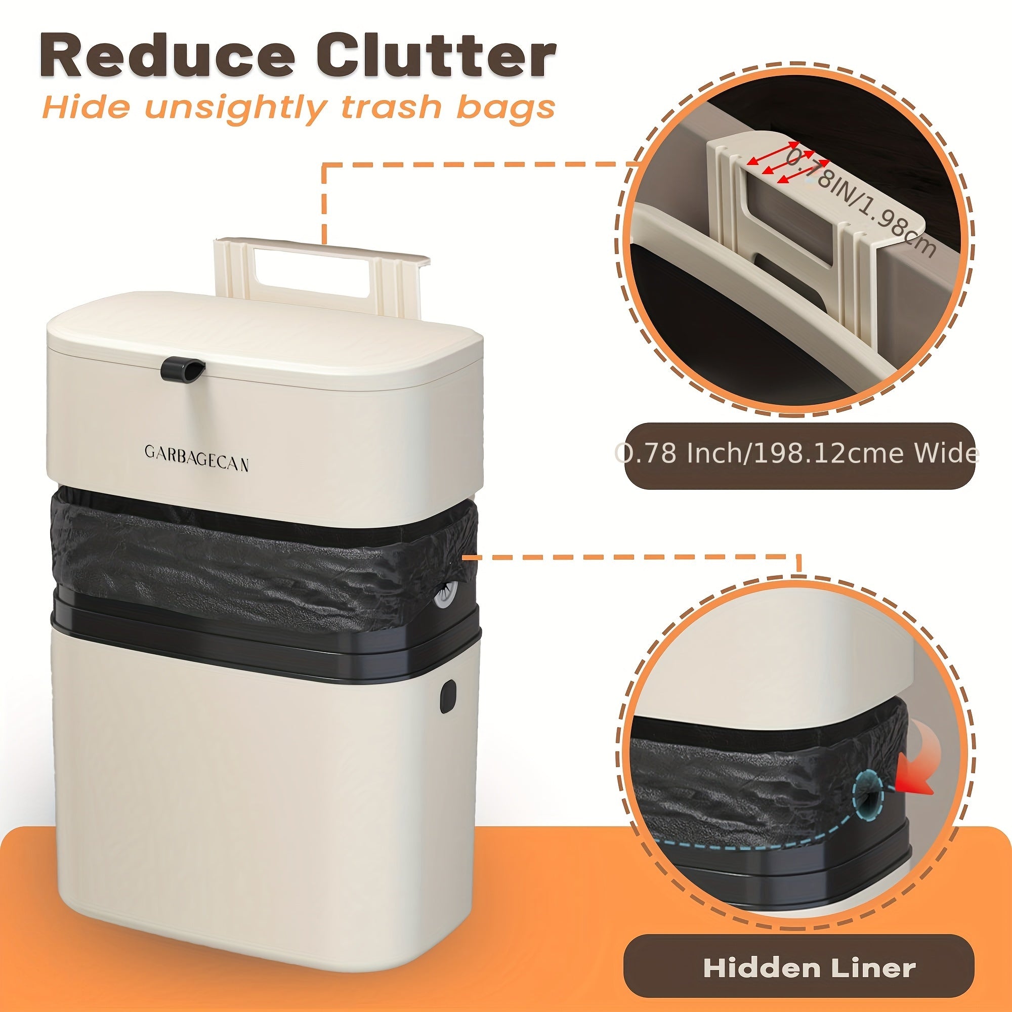 1pc Wall Mounted Trash Can, 9.46 L Compost Bin Kitchen Garbage Can Countertop Indoor Small Hanging Trash Can With Lid Bin, Kitchen Accessories, White
