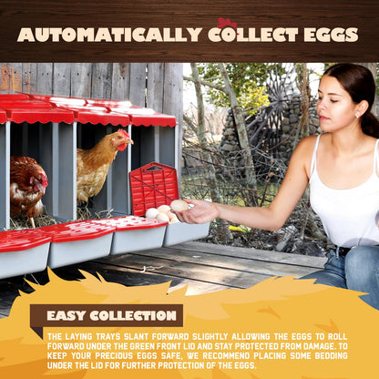 Maxkon Chicken Nesting Box 4 Hole Chook Hen Poultry Roll Away Out Laying Boxes Inside Outside Hutch Modular House Coop Egg Nest Lay Perch Brooder Plastic