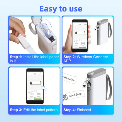 P21 Wireless Portable Label Maker with 14x40mm Paper - Thermal Printer for Home Office Organization, USB/Battery Powered, Multiple Templates for Phone & Storage Use