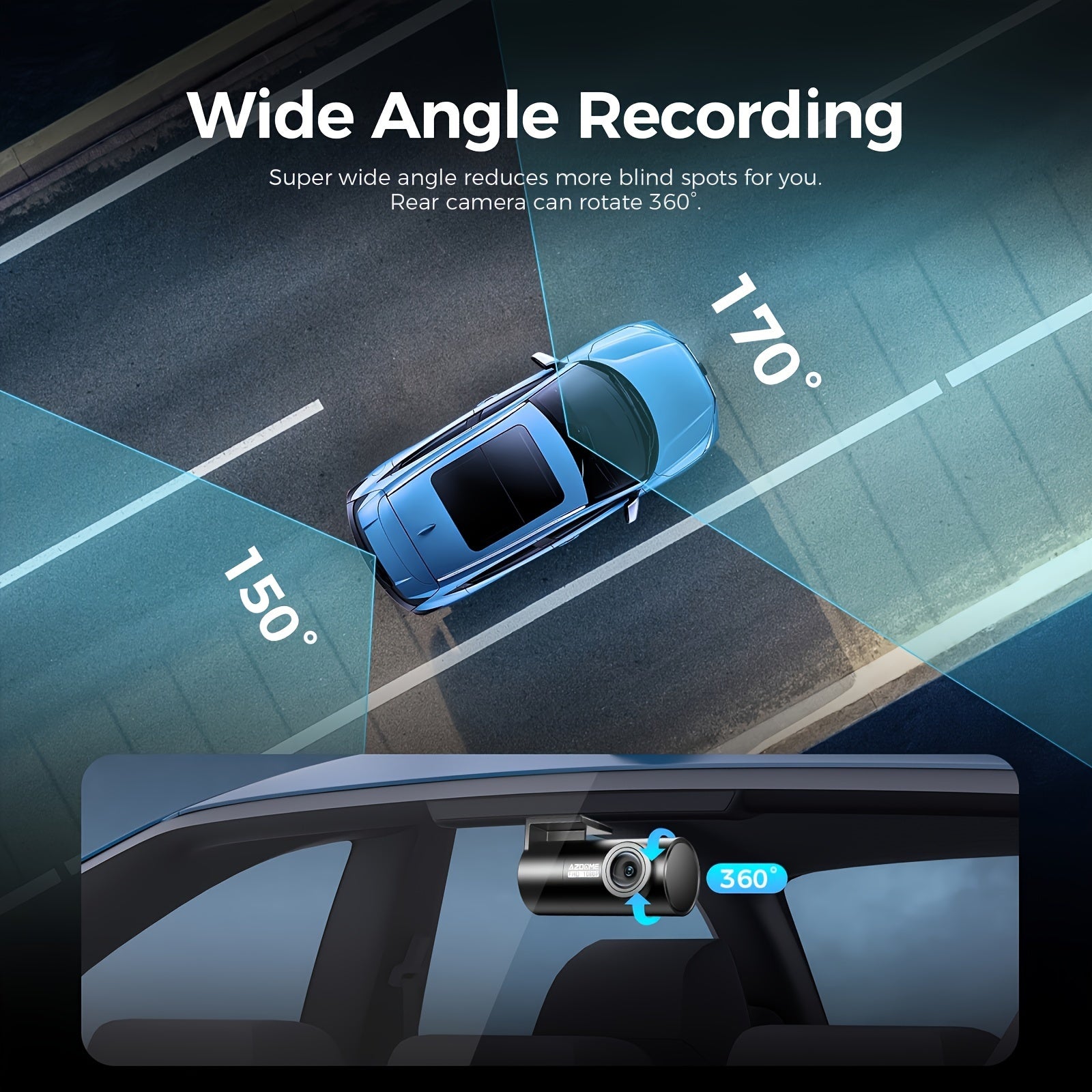 AU AZDOME Dual Channel Car Dash Cam, Front 4K and Rear 1080P, 170° Wide Angle Lens, WDR Super Night Vision, Smart Voice Control, F1.8 Aperture Technology, Built-in 5G WiFi, GPS, Free 64GB Card, Loop Recording, Easy Installation