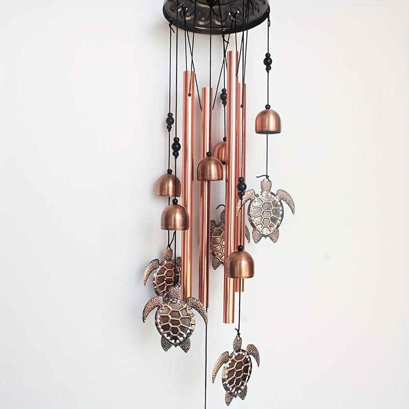 1pc Outdoor Bronze Sea Turtle Wind Chimes Suspension Mobile Tortoise Wind Chime Garden Decoration Gifts for Mom Friend, Thanksgiving Gifts, Aluminum Chime, Hanging Outdoor Decor