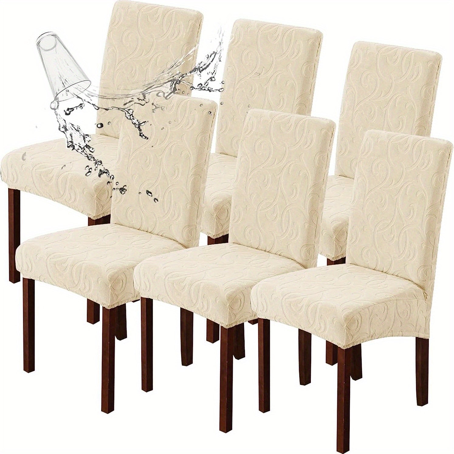 4/6pcs 100% Waterproof Dining Room Chair Covers Stretch Parsons Chair Slipcovers for Dining Room Kitchen Chair Protector Cover, Removable, Washable