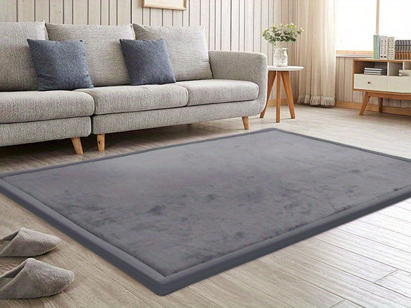 [Japanese crawling mat] 1pc Coral Velvet Memory Foam Tatami Mat - 3cm Thick Non-Slip, Soft Gray Area Mat for Kids Playroom, Nursery, Yoga & Living Room, Large Sizes Available for Christmas and Halloween