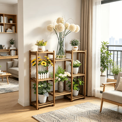 8-Tier Large Wooden Plant Stand, Rustic Multi-Tiered Display Rack for Indoor & Outdoor - Ideal for Potted Flowers, Greenery, Bookshelf - Perfect for Home Garden, Balcony, Living Room Decor