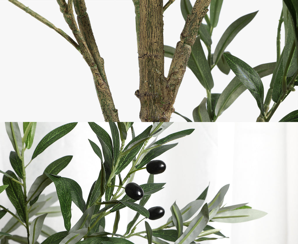 180Cm Artificial Olive Trees, Faux Silk Plant with Lively Artificial Trunk And Lifelike Fruits, Indoor Fake Potted Tree with White Planter for Modern Home Office Living Room Decor, 120/150/180/210/240Cm