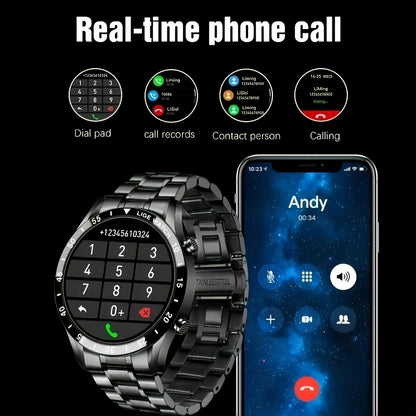 LIGE Full Circle Touch Screen, Steel Band Call Smart Watch, Sports Activity Fitness Smartwatch for Men, Ideal Choice for Gifts