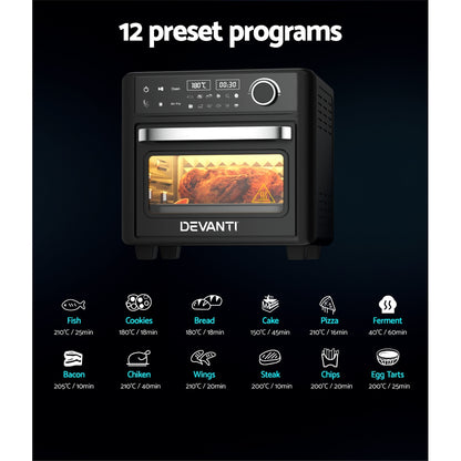 Devanti Air Fryer 15L LCD Fryer Oven