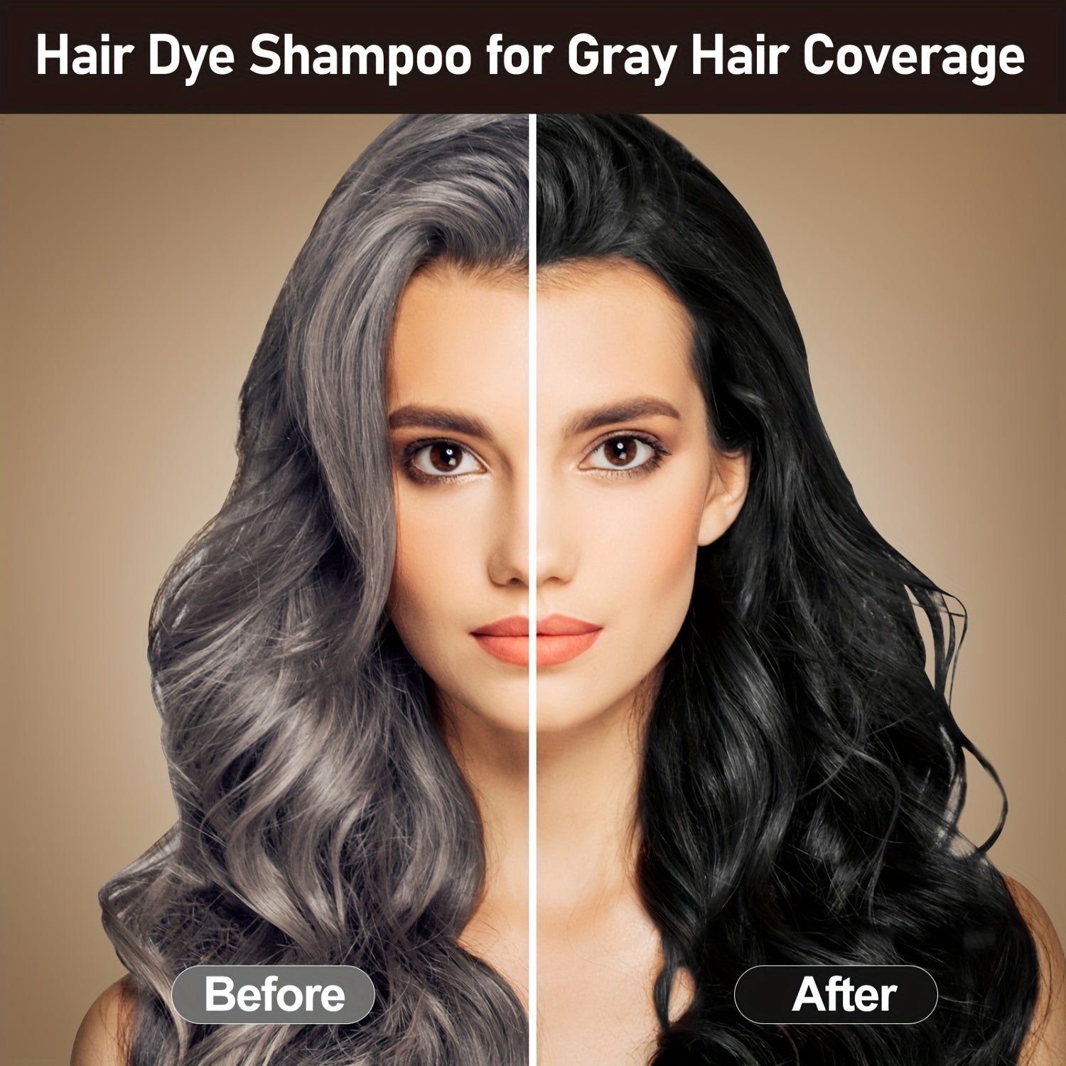 RILSIC 1pc Black Hair Dye Shampoo 3 IN 1, 100% Grey Hair Coverage, Natural Herbal Ingredients Hair Dye Coloring in Minutes, Long Lasting-Safe And Easy to Use, Gifts for Women And Men 500Ml