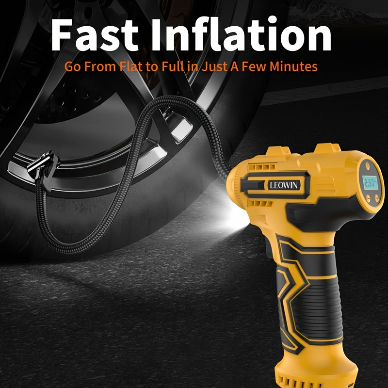 Tire Inflator Portable Air Compressor With Auto-Shutoff, Handheld Air Pump, 150 PSI Cordless Car Tires Pump With Digital Pressure Gauge/LED Light For Cars, Motorcycles, Bikes, Ball - Compact, Rechargeable, And Easy-to-Use Design, Car Accessories