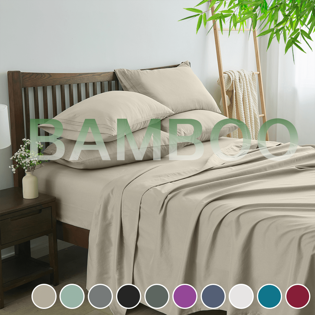 4-Piece Cooling Bamboo Sheet Set – Ultra-Breathable, Moisture-Wicking & Silky Smooth – 40cm Deep Pocket Design – Perfect for Summer Nights, Hot Sleepers, and Guest Bedrooms
