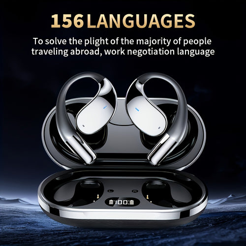 Ai Translation Headset, Bone Conducting Wireless 6.0 Headset, Real-time Translation In 156 Languages, 6 Mics Intelligent Noise Cancellation, Real-time Translation Of Meeting Notes, Touch Control, Deep Bass, HD Voice-Perfect For Running And Exercise