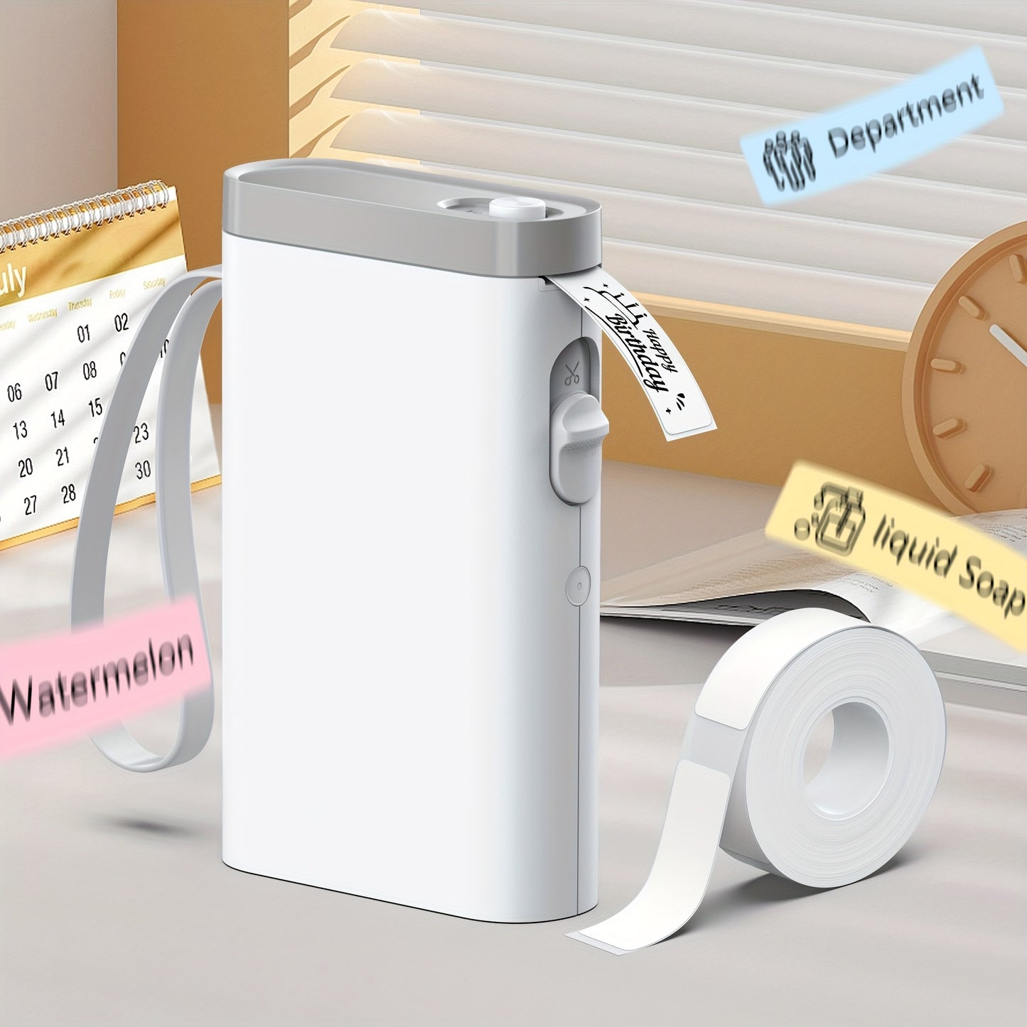 Portable Thermal Label Printer Suitable for Home & Office, Mini Label Maker Machine with Tape & Templates, Sticker Printer Compatible for Smartphones Tablets for Storage Organizing, Thermal Paper Roll Printer